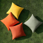 MIULEE Pack of 4 Decorative Outdoor Throw Pillow Covers Linen Waterproof Pillow Covers Farmhouse Cushion Cases for Patio Garden Tent Balcony Couch Sofa 16x16 inch Rust Green