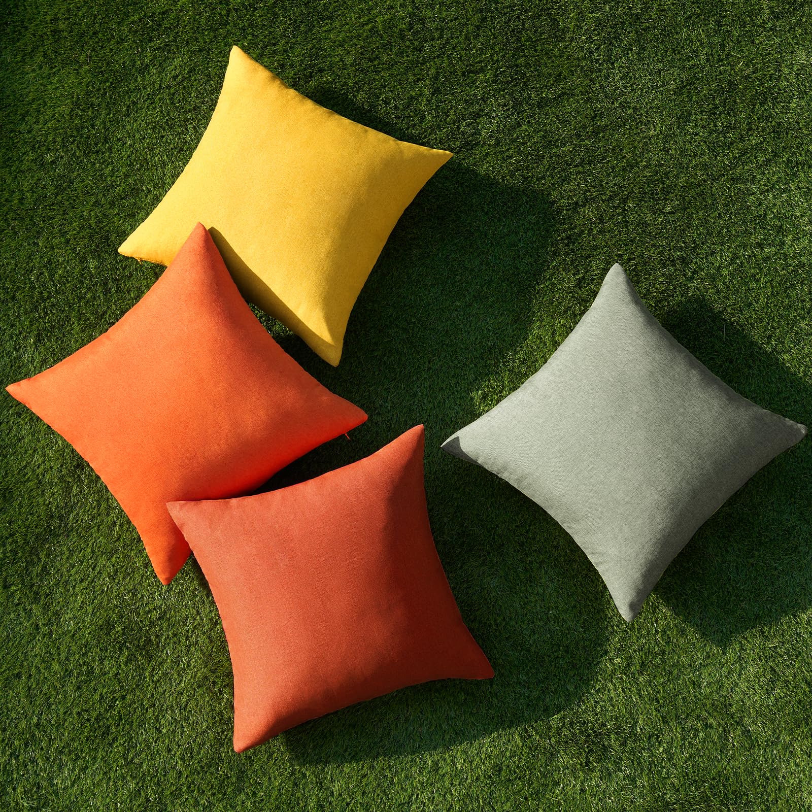 MIULEE Pack of 4 Decorative Outdoor Throw Pillow Covers Linen Waterproof Pillow Covers Summer Farmhouse Cushion Cases for Patio Garden Tent Balcony Couch Sofa 18x18 Inch Rust Green