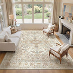 zesthome 9x12 Area Rugs-Washable Rug for Living Room, Non-Slip Backing Rugs, Stain Resistant Rug for Bedroom, Ultra-Thin Low Pile Rugs, Vintage Large Home Decor