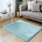 OLANLY 2x3 Machine Washable Small Bedside Rug, Soft Fluffy Shaggy Entryway Throw Rugs for Bedroom, Living Room, Indoor Floor Carpet for Kids Girls and Boys, Home Decor Aesthetic, Light Blue