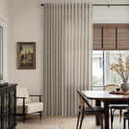 Nanspring Grey Beige Curtains 90 Inches Long for Living Room Linen Light Filtering Semi Sheer Curtain Back Tab Rod Pocket Simple Modern Neutral Elegant Boho Gray Drapes for Bedroom 52x90, 2 Panels
