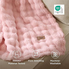 Bedsure 3D Fleece Bubble Blanket for Couch - GentleSoft Pink Throw Blanket for Sofa Bed Room Decor - Luxury Soft Cozy Gifts for Women Girls, Lightweight, All Seasons, Pink, 50"×60"