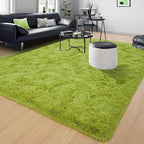 Tepook Fluffy Grass Green Rugs for Living Room Bedroom, 4x6 Soft Area Rug Moss Green Kids Girls Boys Rug, Indoor Plush Shaggy Non-Slip Carpet for Nursery Classroom Dorm Home Decor