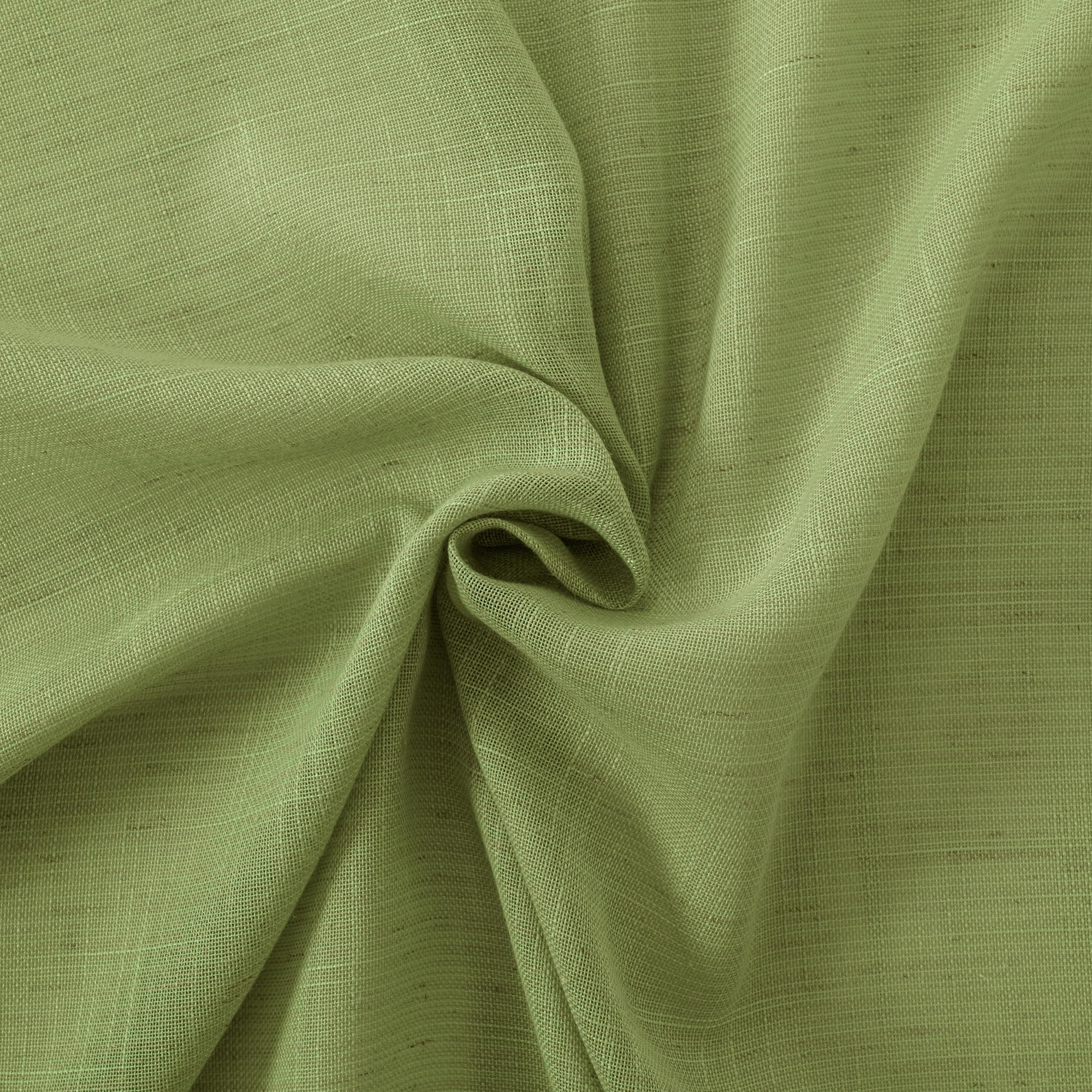 BGment 40 Inches Long Olive Green Linen Curtains for Short Window - Rod Pocket Small Drapes Textured Light Filtering for Cafe Bedroom Spring Lightweight Natural Rustic, 2 Panels Set, 42 X 40 Inch