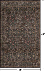 Boho Dark Brown 3x5 Large Entryway Rug - Moody Neutral Washable Low Pile Area Rugs Non-Slip for Mudroom, Door Mat Indoor Entrance, Kitchen, Laundry, Taupe Golden Accent Floral Floor Decor