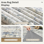 Soalmost 6x9 Abstract Area Rugs for Living Room 6 x 9 Washable Non Slip Low Pile Gray Rugs for Bedroom Dining Room Foldable Thin Blue Yellow