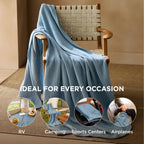 Bedsure 100% Cotton Muslin Throw Blanket Twin XL for Bed - 4-Layer Breathable and Lightweight Soft Gauze Muslin Blankets for Adults, PureWoven Thin Summer Blanket for College Dorm, Blue, 66x90 Inches