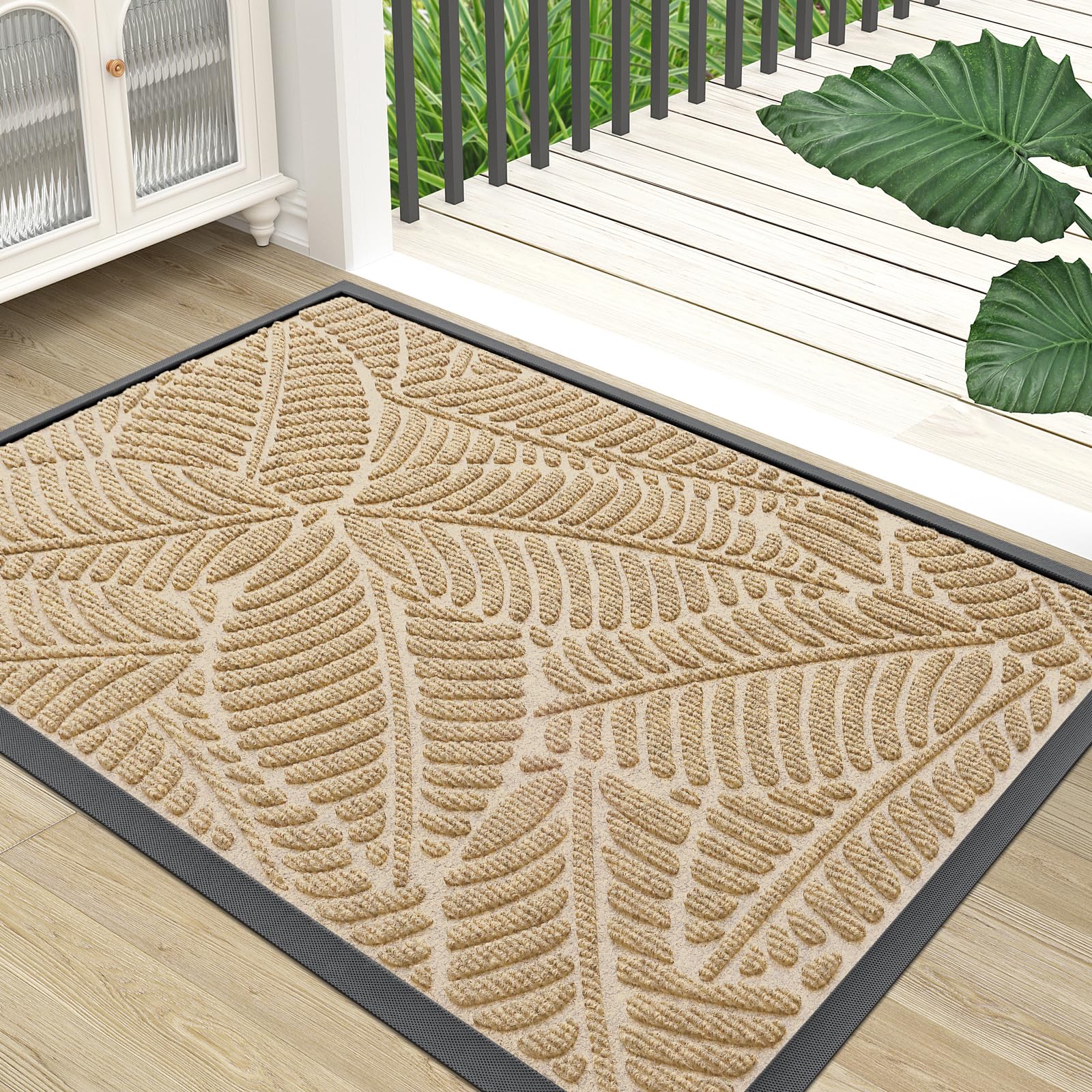 Colorxy Waterproof Front Doormat, Sturdy Natural Rubber Door Mat, 35x23