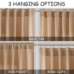 Camel Linen Curtains 90 Inch Length 2 Panels Set for Living Room Rod Pocket Back Tab Window Drapes Light Filtering Elegant Farmhouse Curtain 90 Inches Long for Dining Room Bedroom Nursery 52x90