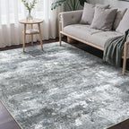 Area Rugs 8x10 for Living Room Bedroom, Modern Abstract Machine Washable Rug, Large Soft Low Pile Floor Carpet with Non Slip Backing for Dining Room, Silver Grey