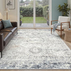 6x9 Area Rug for Living Room Washable 6x9 Non-Slip Modern Rugs for Bedroom Dinning Room Ultra-Thin Indoor Blue Ivory