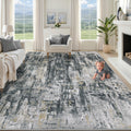 XLUEZ 8x10 Area Rugs for Living Room, Washable Modern Abstract Large Area Rug Neutral Soft Non Slip Kids Rug Stain Resistant Indoor Carpet for Bedroom Nursery Dining Room Office(BlackGreyGold, 8'x10')