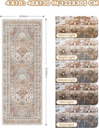 4x10 Runner Rug, Washable Hallway Runner Rug with Non-Slip Backing, Low Pile Wide Runner for Living Room, Entryway, Kitchen, Soft Vintage Home Decor Mat for Dining Room(Orange,4'x10')