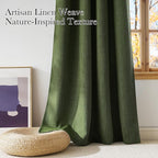 NICETOWN Faux Linen Froest Green Blackout Curtains 84 inches Long for Living Room - Privacy Panels for Bedroom, Modern Farmhouse Style Easy Care Grommet Top, 2 Panels, W52 by L84