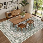 ExpediX 6x9 Area Rugs Living Room: Washable Rug for Bedroom Green Ivory