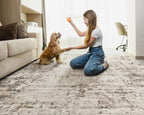 UERMEI 8x10 Washable Area Rug - Neutral Modern Abstract Living Room Rugs, Non-Slip Soft Large Indoor Floor Carpet for Bedroom Home Office & Under Dining Table Decor, Dark Brown