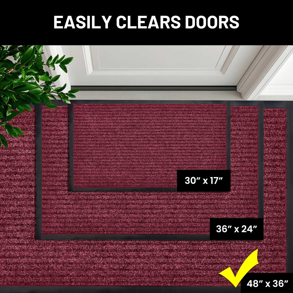 Front Door Mat, Indoor Outdoor Welcome Entryway Entrance Doormat, 48x36 Red