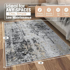 4x6 Area Rugs for Living Room Rug Washable: Abstract Rug for Dining Room Bedroom Carpet Non Slip 4 by 6 Indoor Modern Nursery Home Office Black Grey Gold