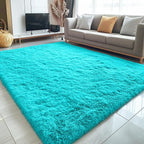 OLANLY 5x7 Machine Washable Large Area Rugs for Living Room, Bedroom, Soft Fluffy Shaggy Bedside Rug, Indoor Floor Carpet for Kids Girls and Boys, Dorms, Nursery, Home Decor Aesthetic, Teal Blue