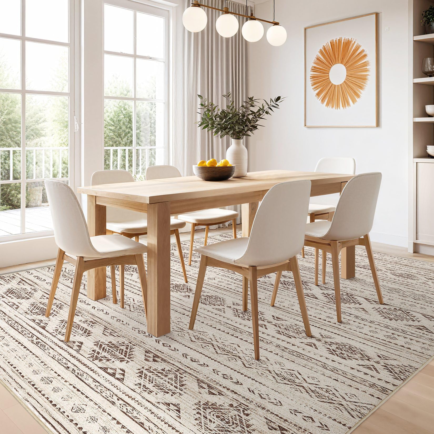 Nakagishi Boho 10x12 Area Rug Living Room Rugs Machine Washable Dark Brown