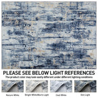 9x12 Area Rugs for Living Room: Washable Abstract Blue Gold Badroom Carpet