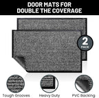 Sierra Concepts Front Door Mat Welcome Mats 2-Pack - Indoor Outdoor Entryway Mats for Shoe Scraper, Ideal for Inside Outside Home High Traffic Area, Battleship Gray 30 Inch x 17 Inch