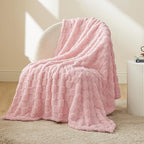 Bedsure GentleSoft Pink Throw Blanket for Couch - Checkered Fleece Blankets Gifts, Cute Soft Cozy Throw for Bedroom Home Decor Gifts, 50x60 Inches