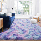 Rugs for Living Room 5x7, Soft Shaggy Modern Shag Area Rug for Bedroom, Upgrade Non-Slip Plush Fluffy Carpet for Kids Boys Girls Room Home Decor Aesthetic, Rainbow Purple