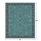 Boho Teal 7x9 Soft Rugs for Living Room, Washable Turquoise Rug for Bedroom Under Bed, Vintage Non Slip Floral Dining Room Carpet, Low Pile Soft Fade Resistant