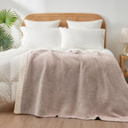 Snuggle Sac Heather Taupe Throw Blanket for Couch, Oversized Throw XL Super Soft Warm Blankets Cozy Knit Fuzzy Lightweight Throws for Sofa, Bed, Living Room, Taupe, 50x70 inches