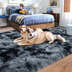 Rugs for Living Room 9x12, Soft Shaggy Modern Shag Area Rug for Bedroom, Upgrade Non-Slip Plush Fluffy Carpet for Kids Boys Girls Room Home Decor Aesthetic, Blue Grey