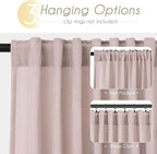 Blush Pink Curtains for Living Room Back Tab Modern Farmhouse Semi Sheer Curtains 84 inches Long 2 Panels Set Muted Neutral Window Curtain for Dining Room Bedroom 52x84