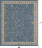 Hazo Haus Blue Big Rugs for Living Room - Dusty Blue 10x12 Area Rug for Large Bedroom, Dining Room, Washable Lightweight Foldable Floral Modern Home Décor