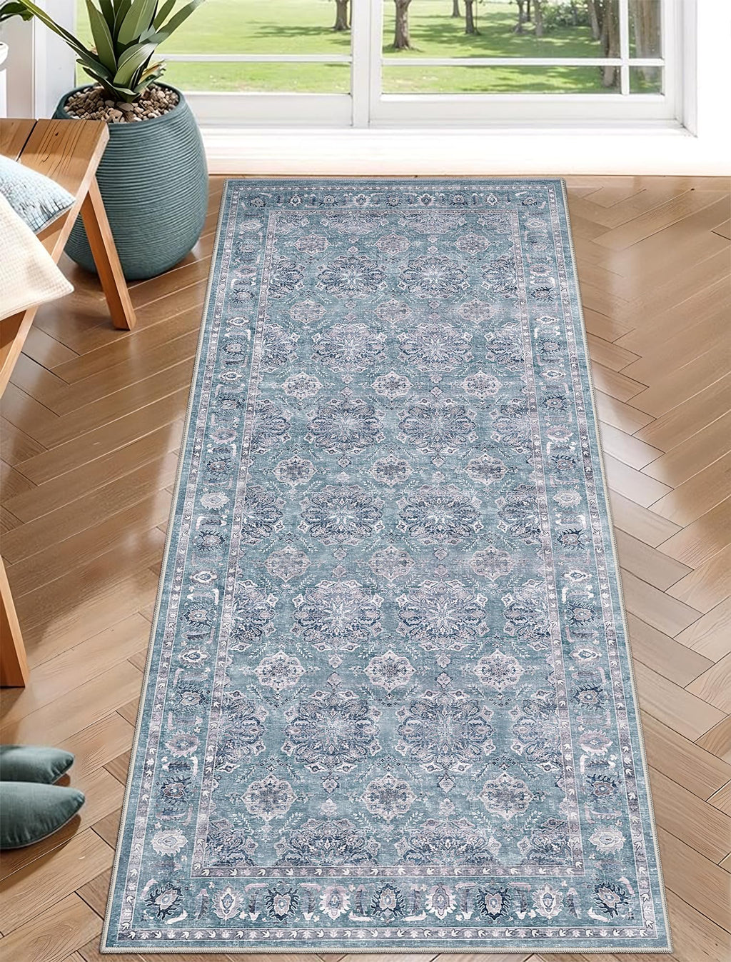 SERISSA 3x5 Washable Non Slip Boho Area Rug for Bedroom，Rust — 2' x 5' (Runner)