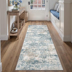 PureCozy Blue Runner Rug 2x6 Modern Abstract