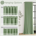 Guken Light Sage 100% Blackout Linen Curtains 72 Inch Length 2 Panels Set for Living Room Bedroom Back Tab/Rod Pocket Thermal Insulated Black Out Drapes Room Darkening Window Curtains