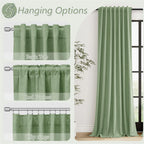 Guken Light Sage 100% Blackout Linen Curtains 90 Inch Length 2 Panels Set for Living Room Bedroom Back Tab/Rod Pocket Thermal Insulated Black Out Drapes Room Darkening Window Curtains,52x90