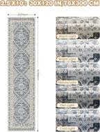 Kitchen Runner Rug Non Slip Washable 2.5x10, Soft Ultra-Thin Entryway Rug Runners for Hallways, Carpet Runner for Living Room,Kitchen, Laundry, Bathroom(Blue/Beige,2.5'x10')