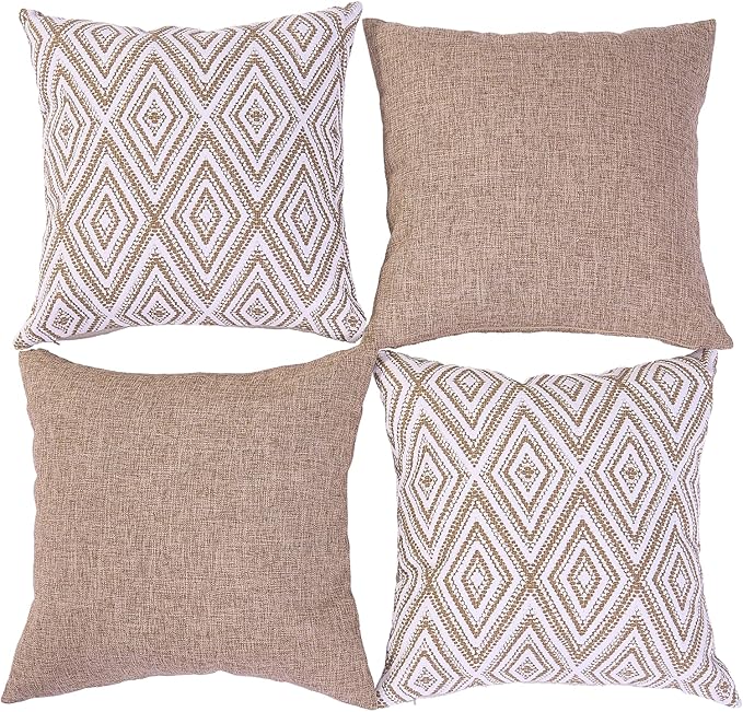 HPUK Throw Pillow Covers 20x20, Set of 4, Light Brown Couch Pillow Covers