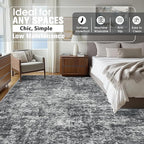 9x12 Area Rugs for Living Room Rug Washable: Abstract Large Rug for Dining Room Bedroom Carpet Non Slip 9 by 12 Indoor Modern Nursery Home Office Black Grey