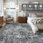 9x12 Area Rugs for Living Room Washable Bedroom Dining Room Black Grey