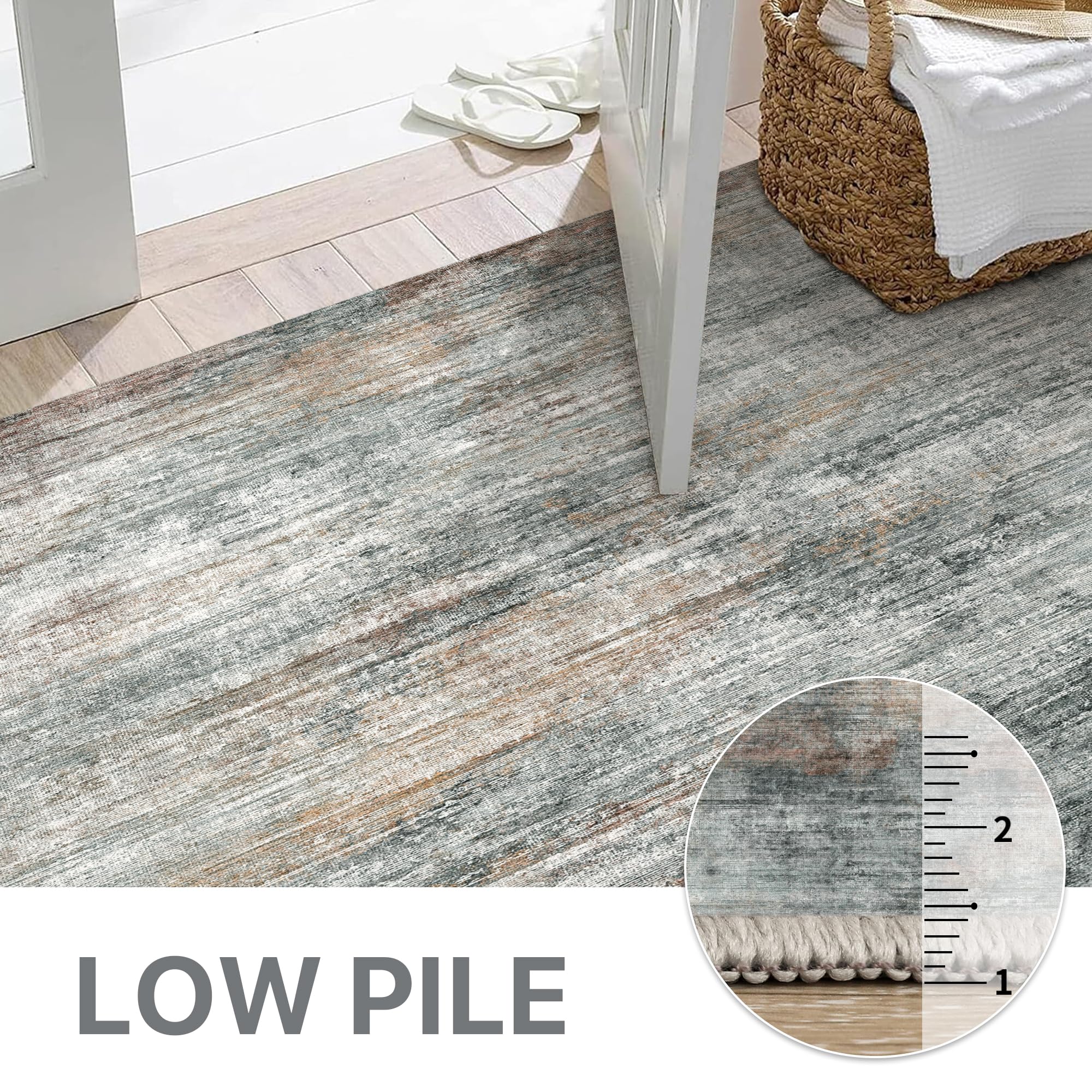 BEIMO 8x10 Area Rugs for Bedroom, Grey Brown Washable Abstract Rug