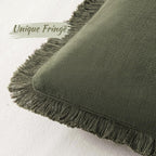 MIULEE Boho Linen Decorative Lumbar Throw Pillow Covers Olive Green 12x20
