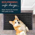ubdyo Extra Durable Door Mat - Dirt Trapping Outdoor Welcome Mats - Non-Slip Outdoor Indoor Entrance - Low Profile Front Doormat (32" x 20", Bright Black)