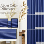 Nanspring Classic Blue Linen Curtains 102 Inches Long Rod Pocket Back Tab Drapes 2 Panels Set for Living Room Bedroom Light Filtering Semi Sheer Classic Blue Curtain 102 Length for Patio Door 52x102