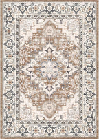 Lofus 5x7 Area Rugs for Living Room, Washable Area Rug, Rugs for Bedroom, Kitchen, Vintage Boho Carpet, Soft Non-Slip, Low Pile Large Area Rug for Office Dining Room, Floral Brown