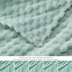 EXQ Home Fleece Blanket Twin Size for Couch or Bed - 3D Imitation Turtle Shell Jacquard Decorative Blankets - Cozy Soft Lightweight Fuzzy Flannel Blanket Suitable for All Seasons(60"×80",Cyan-Blue)