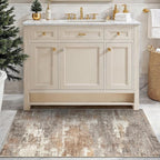 3x4 Washable Entryway Area Rug: Modern Abstract Small Runner Rug for Hallway Soft Non Slip Door Mat with Rubber Backing Low Pile Thin Floor Carpet for Kitchen Bathroom Bedroom Indoor 3x4 Brown/Brick