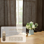 LAMIT Brown Linen Curtains for Living Room 84 inch Length 2 Panels
