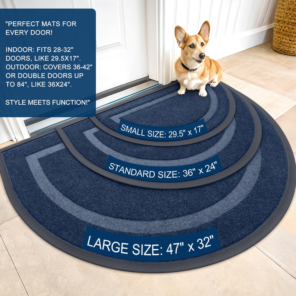 OLANLY Half Circle Front Door Mat Outside 35x23 All-Season Rubber Doormat